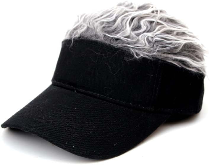 Ctallthy Men's Novelty Hair Visor Sun Cap Wig Peaked Baseball Hat with Spiked Hairs Sun Hats Birthday Gift - Image 1